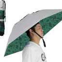 NEW-Vi Fishing Umbrella Hat Folding Adjustable Sun Rain Cap, 37.4Oversize Hands Free Umbrellas, 7-Ribs Anti-UV Waterproof Headwear for Fishing Gardening Golf Sunshade Outdoor (Silver/Camouflage with wind vent 2PC)