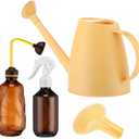 Reallnaive 1/2 Gallon Long Spout Watering Can Set for Indoor & Outdoor Plants – Includes Spray Bottle, Squeeze Bottle, Watering Globes & Soil Moisture Meter for Garden & House Plants(Yellow)