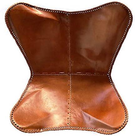 Shy Shy Lets Touch The Sky Present by Handmade Tan Leather Arm Chair Cover Leather Butterfly Chair Home Decor (TAN_ ONLY Cover), 28.7 x 27.2 x 32.3