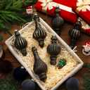 Pinkunn 6 Pcs 6.3 Inch Rustic Mercury Glass Finial Christmas Ornaments Vintage Mercury Glass Christmas Ornaments Farmhouse Hanging Decor for Xmas Tree Winter Holiday Decoration (Black,Golden)