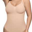 PUMIEY Shapewear Bodysuit for Women Tummy Control V-Neck With Open Gusset Hourglass Collection (M)