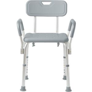 Medline Shower Chair with Backrest and Padded Armrests - 350 lb. capacity, Bath Bench, Seat, Stool for Independent Adult, Seniors, Elderly & Disabled Patients