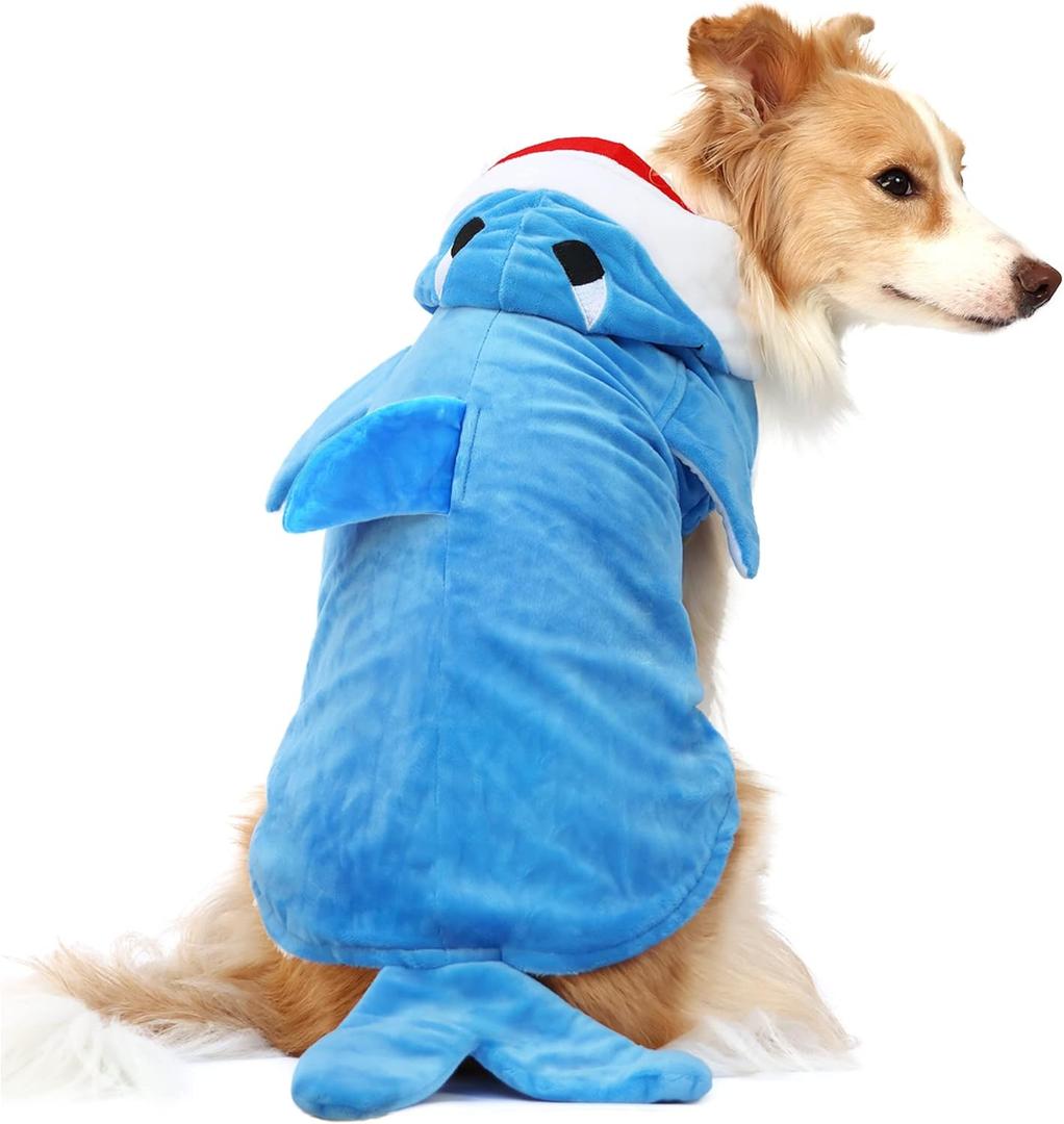 NACOCO Pet Shark Costume Clothes, Cute Christmas Dog Apparel Outfit for Large Dogs, Fall and Winter (Blue, 3XL)