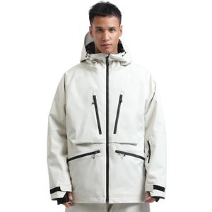 GSOU SNOW Snowboard Jacket Womens Ski Jacket Mens Snow Coat Baggy Waterproof Insulated Winter Hooded Mountain Coats (X-Small, Beige)