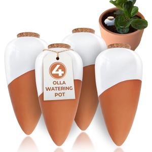 Plant Self Watering Globes - Terracotta Watering Spikes - Slow Release Olla Pots - Holds 14 oz - Drip Irrigation Olla System