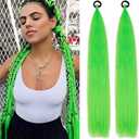 Braid Ponytail Extension 26Inch Green Ponytail Extension 2Pack Long Ponytail Extensions Elastic Tie Straight Sleek Wrap Around (Green, 26inch)