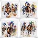 Nepnuser Kentucky Throw Pillow Covers 18x18 Set of 4 Churchill Downs Horse Racing Decoration for Bed Couch Sofa Home Decor