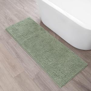 Ideas Resort Collection Plush Chenille Bathroom Rugs – Non-Slip Backing and Machine Washable, Sage Green - 20 x 60 Inches Bath Mat