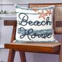 Folkulture Throw Pillow Covers for Couch | 18x18 Decorative Pillows for Couch | 100% Cotton Throw Pillows for Bed or Boho Throw Pillow | Couch Covers for Living Room Decor (Beach House)