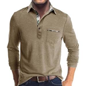 Aulemen Men's Long Sleeve Polo Shirts Casual Button Golf Tshirt Moisture Wicking Cotton Tee Collared Basic Shirts with Pocket, Small