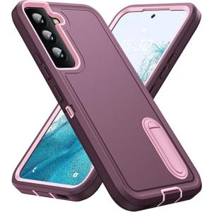 BaHaHoues for Samsung Galaxy S22 Case with Built in Kickstand,Shockproof/Dustproof/Drop Proof Military Grade Protective Cover for Galaxy S22 5G 6.1 inch(Night Purple/Baby Pink)
