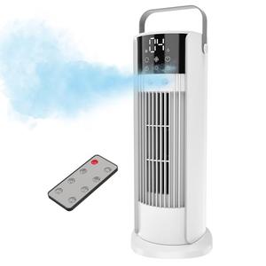 XIUREI 16'' Misting Tower Fan, 700ml Tank, 90° Oscillating Fan w/Remote, Bladeless Desk Fan, 4 Speeds, Timer, Cooling Fan for Bedroom, Desk, Table, Office, Room