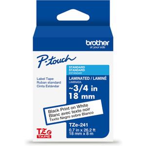 Brother Genuine P-Touch TZE-241 Tape, 3/4" (0.70") Standard Laminated P-Touch Tape, Black on White, Perfect for Indoor or Outdoor Use, Water Resistant, 26.2 Feet (8M), Single-Pack