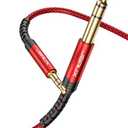 JSAUX 1/4 to 1/8 Cable Stereo Audio Cable 10FT, 6.35mm 1/4" Male to 3.5mm 1/8" Male TRS Bidirectional Stereo Audio Cable Jack for Guitar, Home Theater Devices, Speaker and Amplifiers-Red
