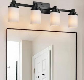 Bathroom Light Fixtures Over Mirror Bathroom Vanity Light Fixture 4 Light Vanity Lights for Vanity Lighting Fixtures Wall Sconce Lamp Wall Light Fixtures Black