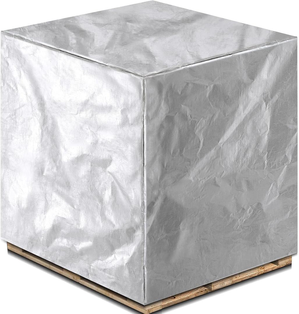 48" x 60" x 48" Heavy Duty Pallet Covers Outdoor PE Waterproof Pallet Cover Silver Tarp Waterproof for Construction Outdoor Storage(1 Pcs)