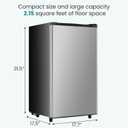 OLIXIS 3.2 Cu.Ft Mini Fridge with Freezer, Single Door Compact Refrigerator | Adjustable Thermostat, 5-Level Thermostat, for Bedroom Office Dorm, LED Interior Light, Sliver, 17.72"*17.72"*31.1"