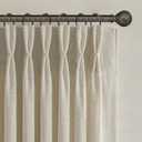 Light Brown Natural Linen 100 Inch Patio Curtains for Sliding Glass Door, Neutral Pinch Pleated Light Filtering Bedroom Sheer Aesthetic Windows Curtain Back Tab 2 Panels Set Taupe Beige Drapes 8-1/3FT