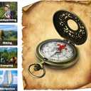 Antique Brass Compass - Waterproof Survival Compass for Hiking & Camping, Vintage Military Gift with Keychain (Kids & Outdoor)