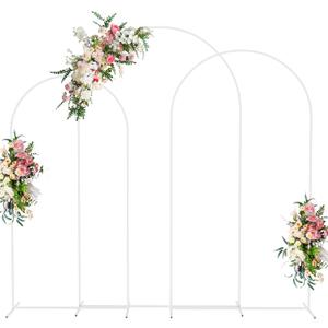 Wokceer White Metal Wedding Arch Stand Set of 3 Sizes 8FT, 7.2FT, 6.6FT for Wedding Ceremony, Baby Shower, Birthday Party, Garden Decoration