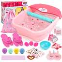 Kids Foot Spa Kit with Pedicure Set for Girls 3-8, All-in-1 Kids Spa Day Kit with Bubble Soak & Massage, Sleepover Party Birthday Gifts (Pink)