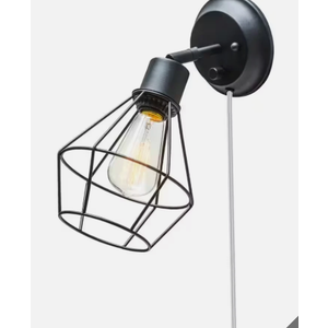 GLOBE ELECTRIC Evans Matte Black Plug-In or Hardwire Wall Sconce 6 ft Cord