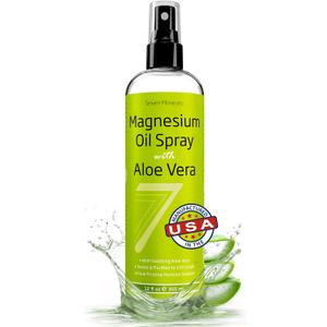Seven Minerals Pure Magnesium Oil Spray with Aloe Vera 12oz - Pharmaceutical (USP) Grade, Highest Strength with Instant Relief for Feet, Sleep, Muscle Pain & Cramps - Mined in The USA