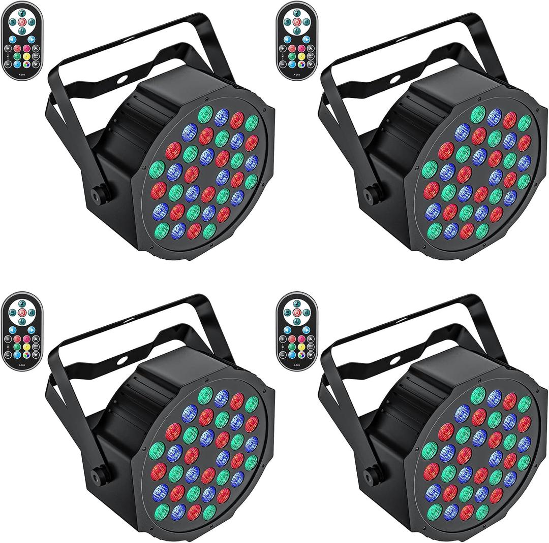 Stage Lights 36 LED Par Lights, U`King RGB Par Light Uplights Stage Lighting Indoor for Christmas Halloween Music Party Disco Wedding, Remote Control, DMX Control Sound Activated Party Light