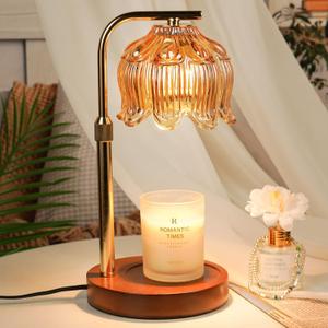 Funistree Candle Warmer Lamp for Yankee Candles, Height Adjustable Candle Heater Lamps with Timer, Christmas Birthday Gifts for Women Mom, House Warming New Home Room Decor, with 2 Bulbs (Lily3)