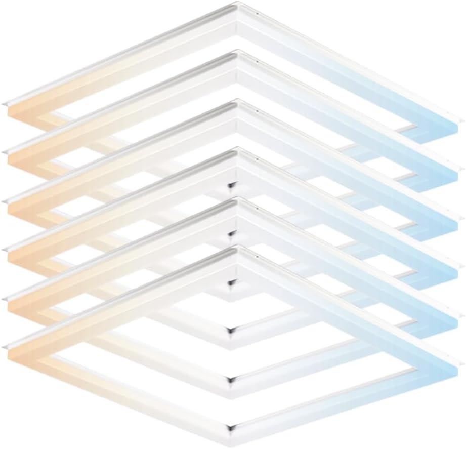 2X2 FT Edge-Lit Frame Upgraded Version LED Panel Lights,5CCT Selectable 3000K-6500K, 2600/3900/5200LM,20W/30W/40W Switch, Grid Drop Ceiling Lights,0-10V Dimmable, Damp Rated,100-277V,ETL Listed 6Pack
