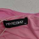 Women's Sexy V Neck Sleeveless Backless Ruffles Dress for Women Elegant Mesh Party Fitted Cocktail Mini Dresses, M, Pink