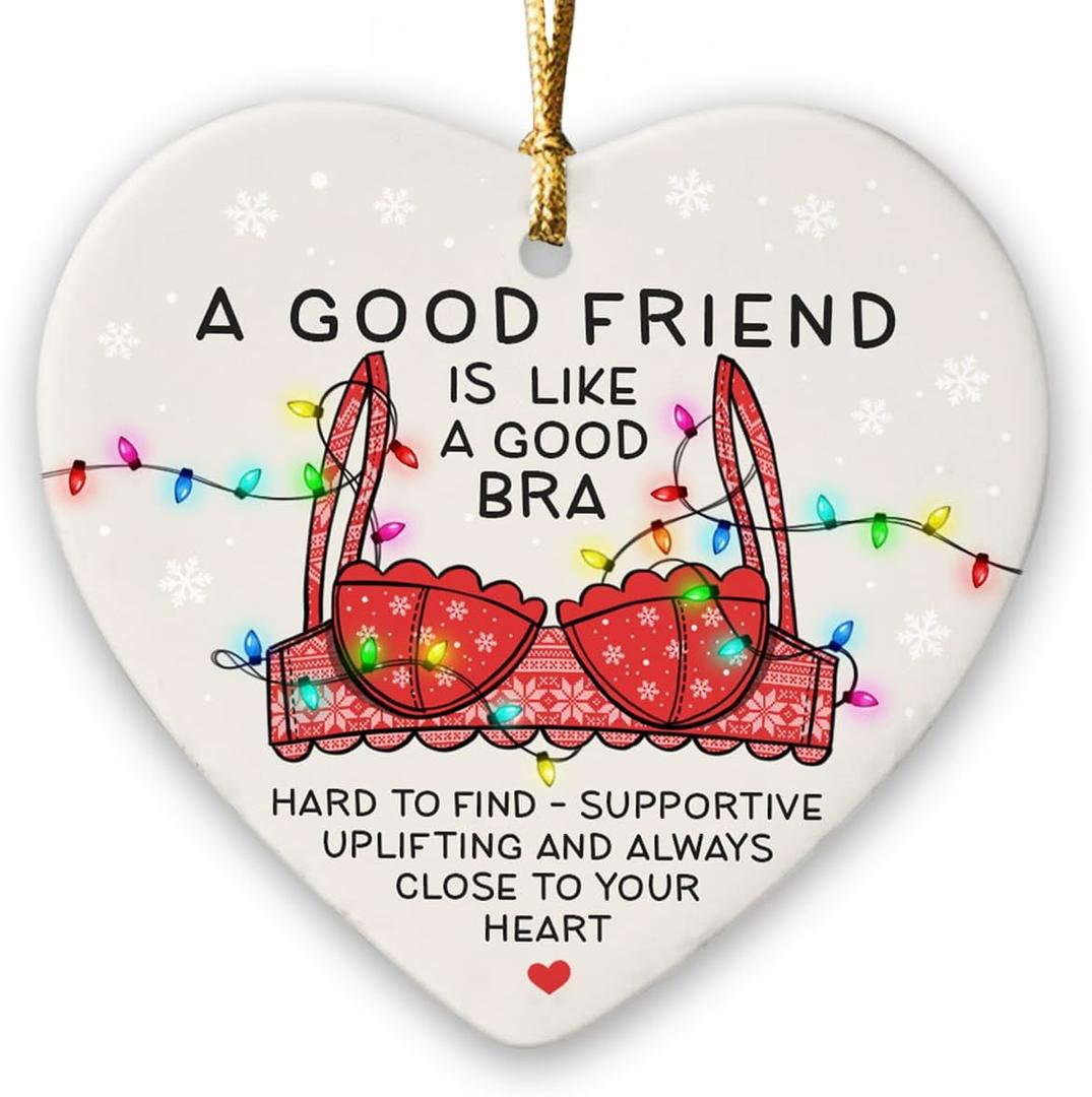 Friend Christmas Ornaments - 2026 Ceramic Ornament for Xmas Tree Decorations, Naughty Christmas Ornaments for Friends, Bestie Gifts for Women, BFF, Soul Sister, Work Bestie