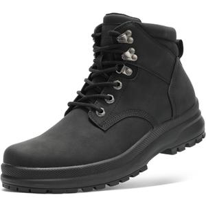 ANJOUFEMME Men's Waterproof Hiking Boots - Lightweight Ankle Support, Slip-Resistant Trail Shoes for Outdoor Trekking, BLACK-9.5