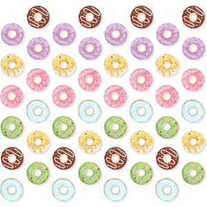 8 Pcs Donut Party Banners Colorful Donut Decor Doughnut Grow Party Hanging Swirl Paper Cutouts Garland Kit for Baby Shower Birthday Home Gender Reveal Supplies