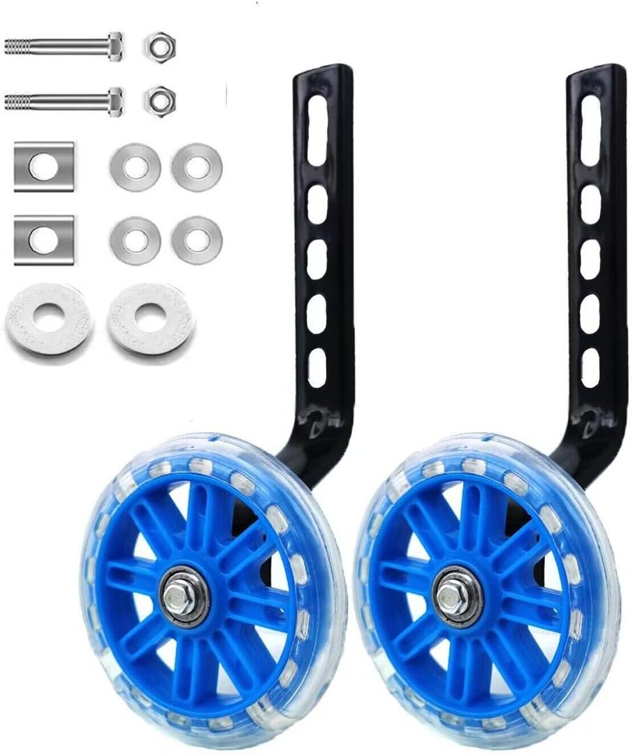Mehome Flash Training Wheels for 12 14 16 18 20 Inch Kids BikeHeavy Duty Training Wheels are for Single Speed Bicycle (Blue)