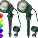 Christmas Spotlights Outdoor,120V Plug-in Halloween Spot Lights,6000K Landscape Lighting with 5 Color Lenses (Red, Yellow, Green, Blue, Purple)IP65 Waterproof,Garden, Lawn Tree Decoration,2 Pack