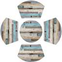 Wood Texture Placemats for Round Tables Set of 5, Wood Wedge Shaped Place Mat With Round Centerpiece Mat Washable Heat Resistant Non-Slip Dining Table Mats for Home Kitchen Indoor Christmas Decoration