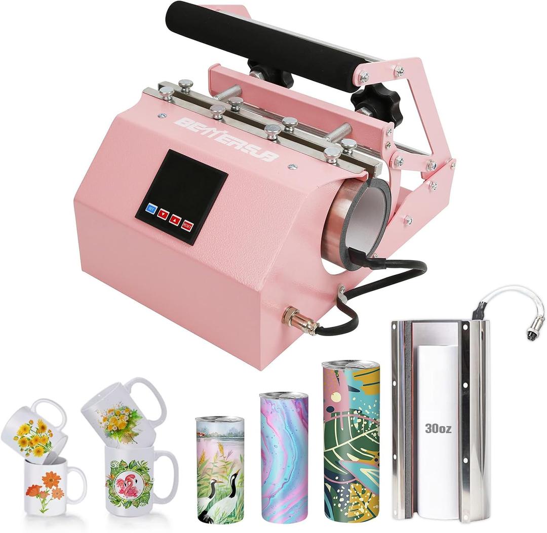 BetterSub Tumbler Mug Heat Press Machine 30 OZ 20 OZ 16 OZ Sublimation Straight Skinny Tumbler Mug Sublimation Print 11 OZ 15 OZ Sublimation Mug Heat Transfer Pink