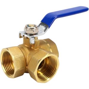 3 Way Valve 1 Inch DN25 Brass Ball Valve T Port T-Type Three-Way Tap Standard Port NPT Female Thread Pipe Valve for Water Oil and Steam