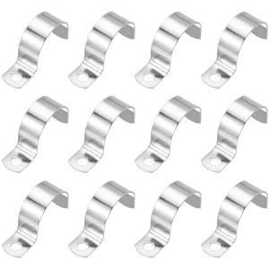 PATIKIL 1-3/8" (35mm) Rigid Pipe Strap, 12 Pcs 304 Stainless Steel Conduit Clamp 1 Hole Thicken U Bracket Pipe Clamp Tube Strap for Pipe Cable Wire Fixing