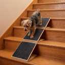 Cinnvoice 3 Packs Dog Ramp for Stairs Adjustable 5.5 to 7.48 Inch Height Foldable Wooden Pet Ramp with Non-Slip Carpet Surface for Indoor Small Dogs Cats Senior Pets (11.81 Inches/ 30 cm)