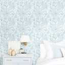 Dimoon 17.3" X 137.7" Peel and Stick Wallpaper Blue White Boho Contact Paper Modern Floral Leaf Wallpaper Renter Friendly Waterproof Removable Self Adhesive Wall Paper Bedroom Bathroom Cabinets Vinyl