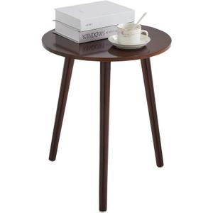 Apicizon Side Tables End Table Bedroom, Dark Brown Round Side Table Nightstand Bedside Table for Living Room, Nightstands Coffee Table with Brown Wood Legs, 16.5 x 20.5 inches