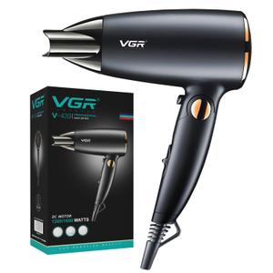 VGR Dual Voltage(100~250V) Travel Hair Dryer with European Plug Adapter for International Travel, Portable Hair Dryer with Concentrator Nozzles S25