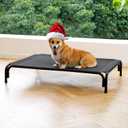 Elevated Dog Bed Raised Outdoor Dog Cot for Medium Dogs, Installation Requires No Tools, Frame with Washable Cooling Breathable Mesh Anti-Slip Feet, Indoor Pet Bed, Black, 35.4 Inches