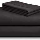 LuxClub 4 PC King Sheet Set, Breathable Luxury Bed Sheets, Deep Pockets 18" Wrinkle Free Cooling Bed Sheets Machine Washable Hotel Bedding Silky Soft - Black King