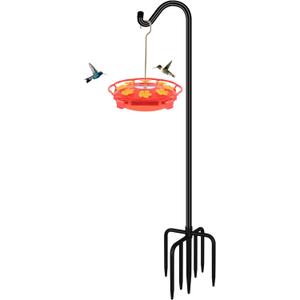 FEED GARDEN 76'' Bird Feeder Pole, Heavy Duty Shepherds Hooks for Outdoor with 7-Prong Base, Adjustable Shepherds Hook for Hummingbird Feeder, Lanterns, Plants, Wedding Decor (1 Pack)