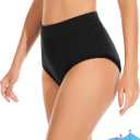 OVRUNS Period Swimwear Leakproof Bikini Brief Bottoms Waterproof Menstrual Swim Bottoms for Teens, Girls, Women (Small, Black)