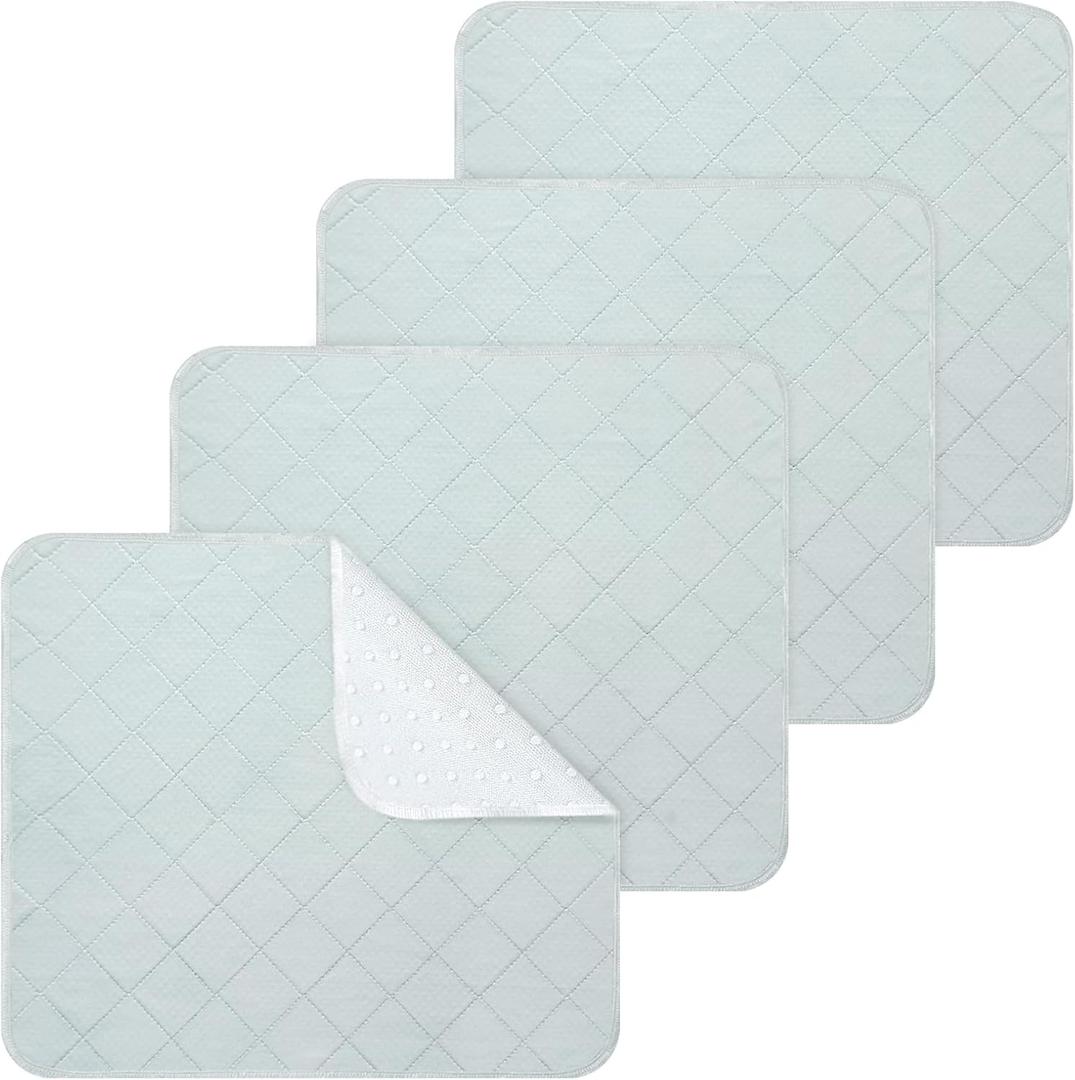 Waterproof Chair Pads for Incontinence, 4 Pack Reusable Seat Protector Pads 18" x 16", Absorbent Wheelchair Pad Covers, Washable Chair Pads for Adults, Kids & Pets - Gray