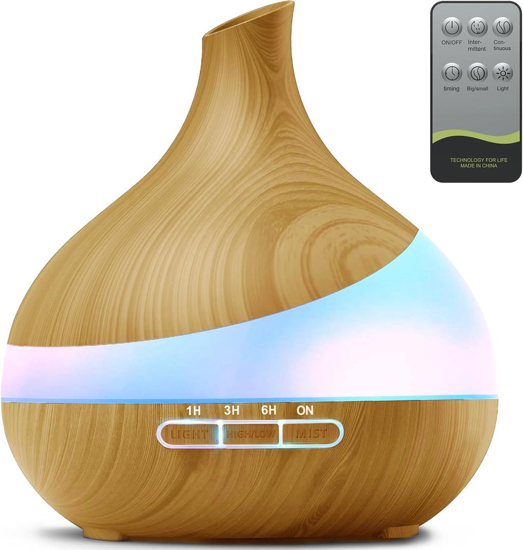 500ML Essential Oil Diffuser: Aroma Diffuser with Remote Control for Hotel Spa Yoga Room - Humidifiers for Bedroom with 14 Colors LED Night Light for Kids/Women Home Relaxation, Deep Orange